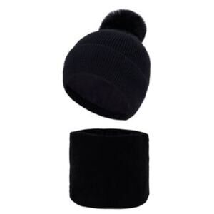 3/$20  Kids Knit Pom Beanie AND Scarf SET in BLACK